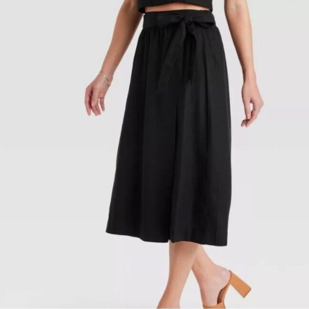 Target A New Day Brand Black Linen A-Line wrap skirt size large